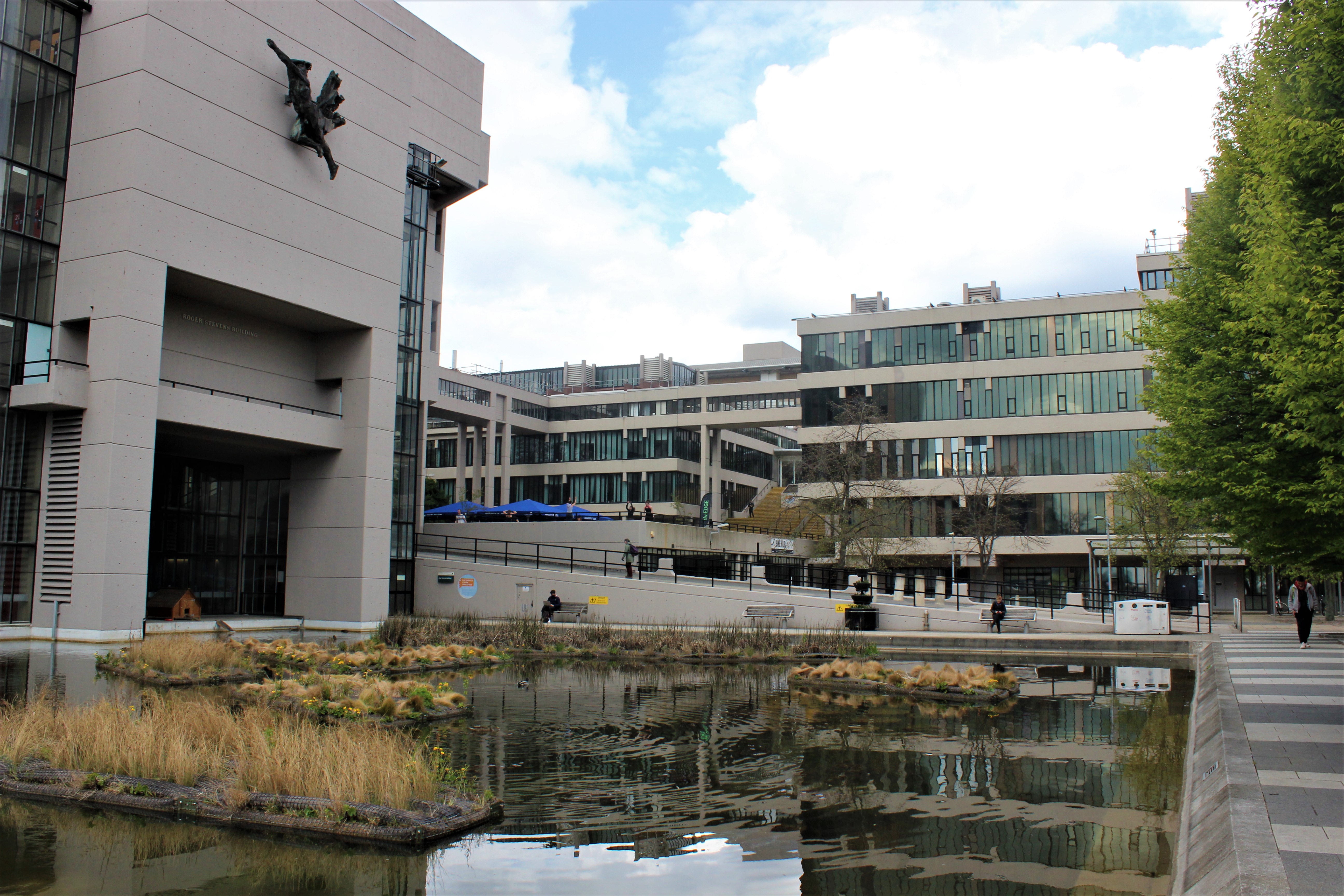 water next to the building