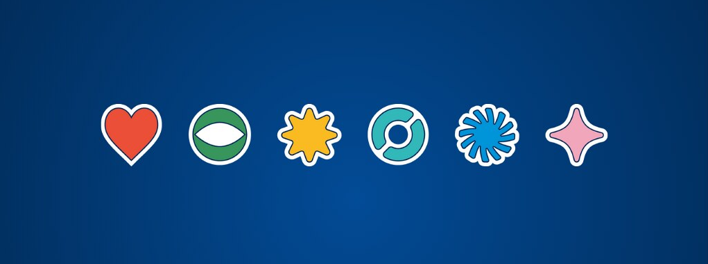 6 icons showing the different ways to be well on a blue background