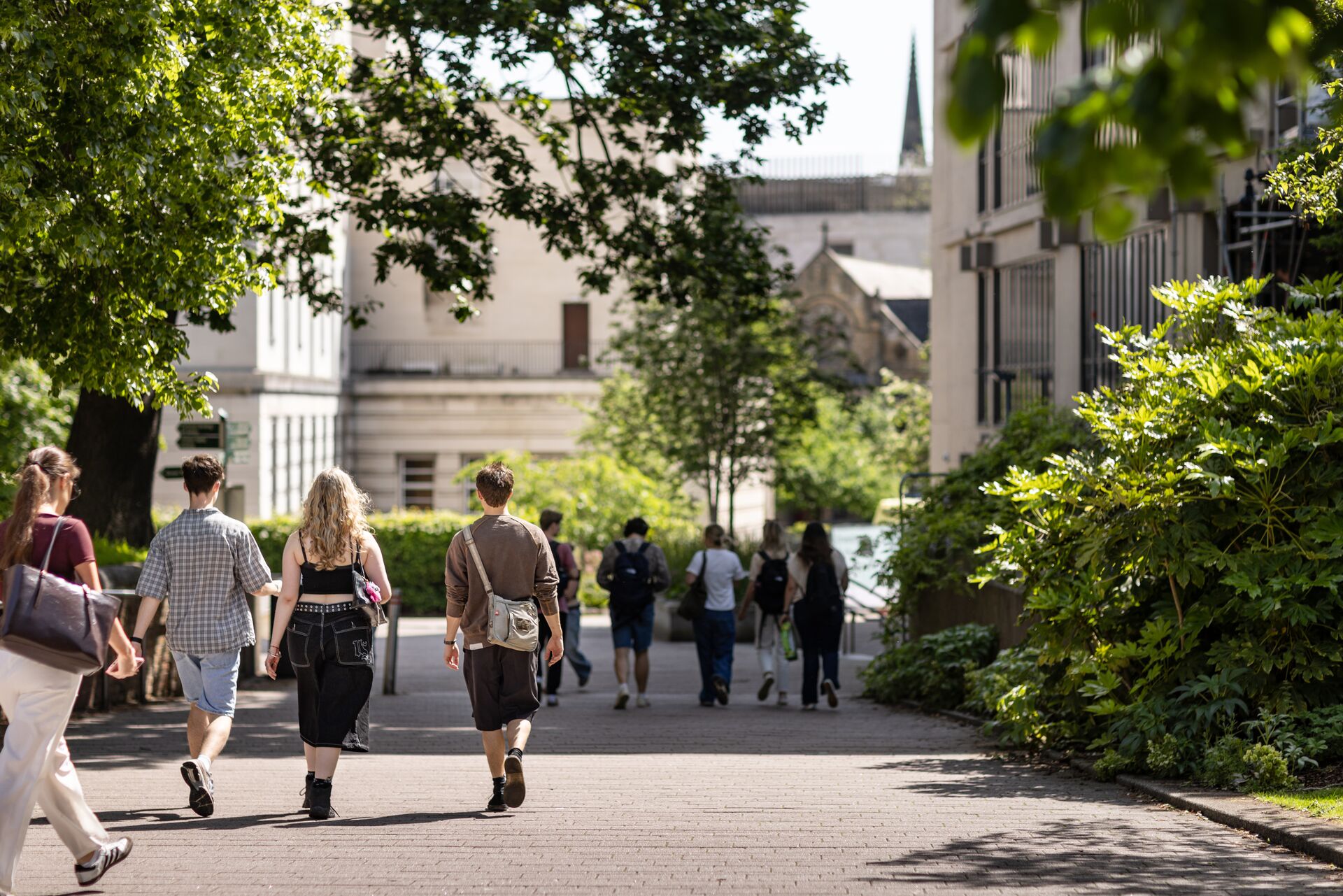 Students walk through University of Leeds campus