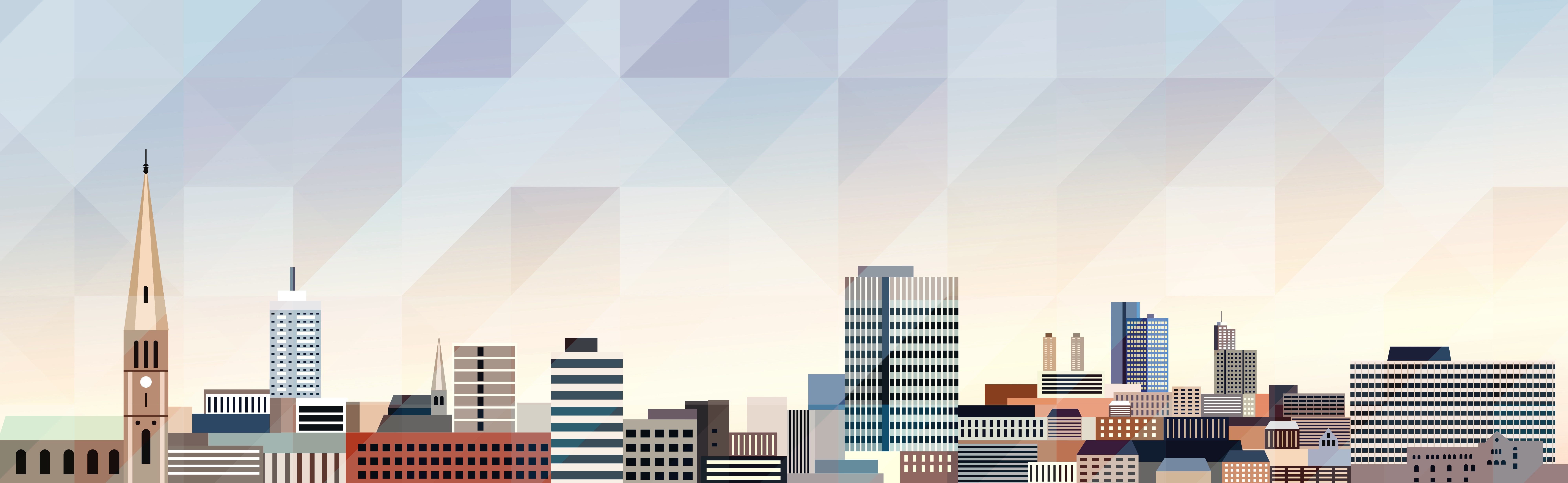 Leicester skyline vector colorful poster on beautiful triangular texture background