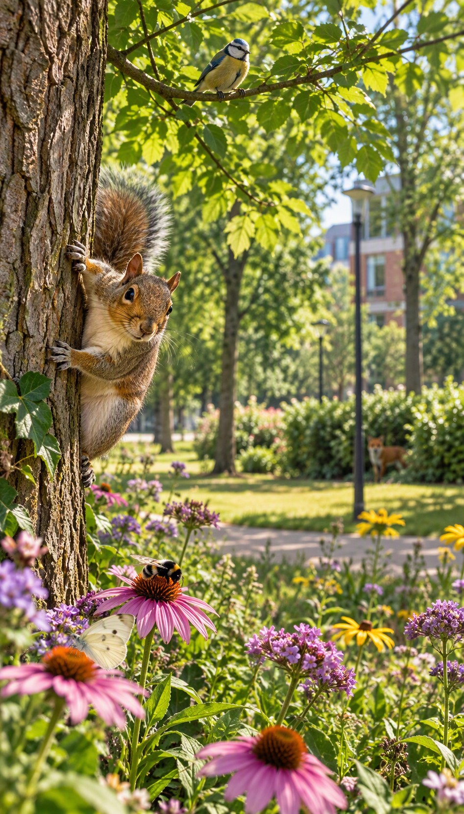 a squirrel climbing a tree